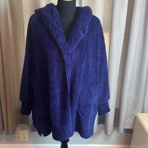 Women’s White Mark Sherpa Hooded Jacket Cardigan sz L/XL NWOT